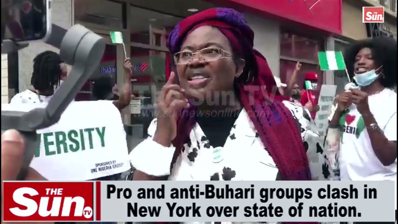 Pro and anti-Buhari groups clash in New York over state of nation (VIDEO)