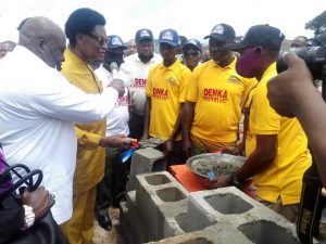 Imo State Commissioner for Budget, Economic Planning and Statistics, CC Osuala, laying foundation stone