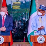 Turkish President Recep Tayyip Erdogan with Nigerian President Muhammadu Buhari