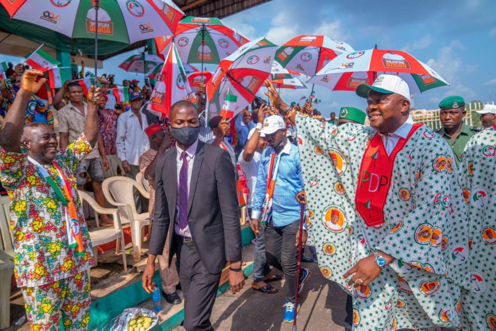 PDP candidate for Governor of Anambra Valentine Ozigbo at the Awka campaign rally