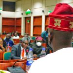 Deputy Chairman HoR Committee on Steel, Ibrahim Babajide Obanikoro with his colleagues in the Committee received  the Minister of Mines and Steel Devpt. Mr Olamilekan Adegbite for the presentation of 2021 Budget Performance and the 2022 Budget proposal