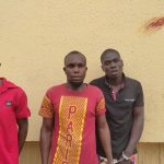 Three of the suspects paraded at the Police Command