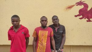 Three of the suspects paraded at the Police Command