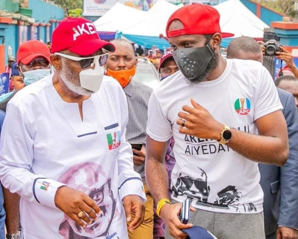 Ondo State Governor Rotimi Akeredolu and his son, Babajide Akeredolu