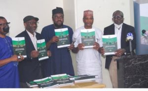 Prof Sadiq Isah (in white); HEDA Chairman Suraj Olarenwaju (3rd Left) and other dignitaries at the launch