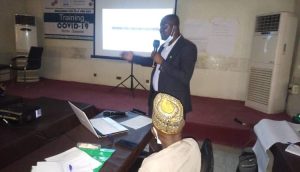 Dr Hassan Musa making his presentation during the sensitization programme