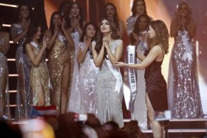 India’s Harnaaz Sandhu is announced as the new Miss Universe 2021 during the 70th Miss Universe pageant, Monday, Dec. 13, 2021, in Eilat, Israel. (AP Photo:Ariel Schalit)