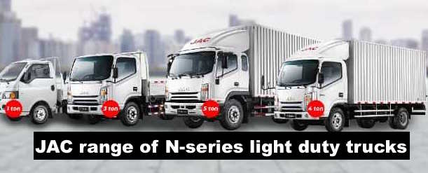 JAC range of N-series light duty trucks