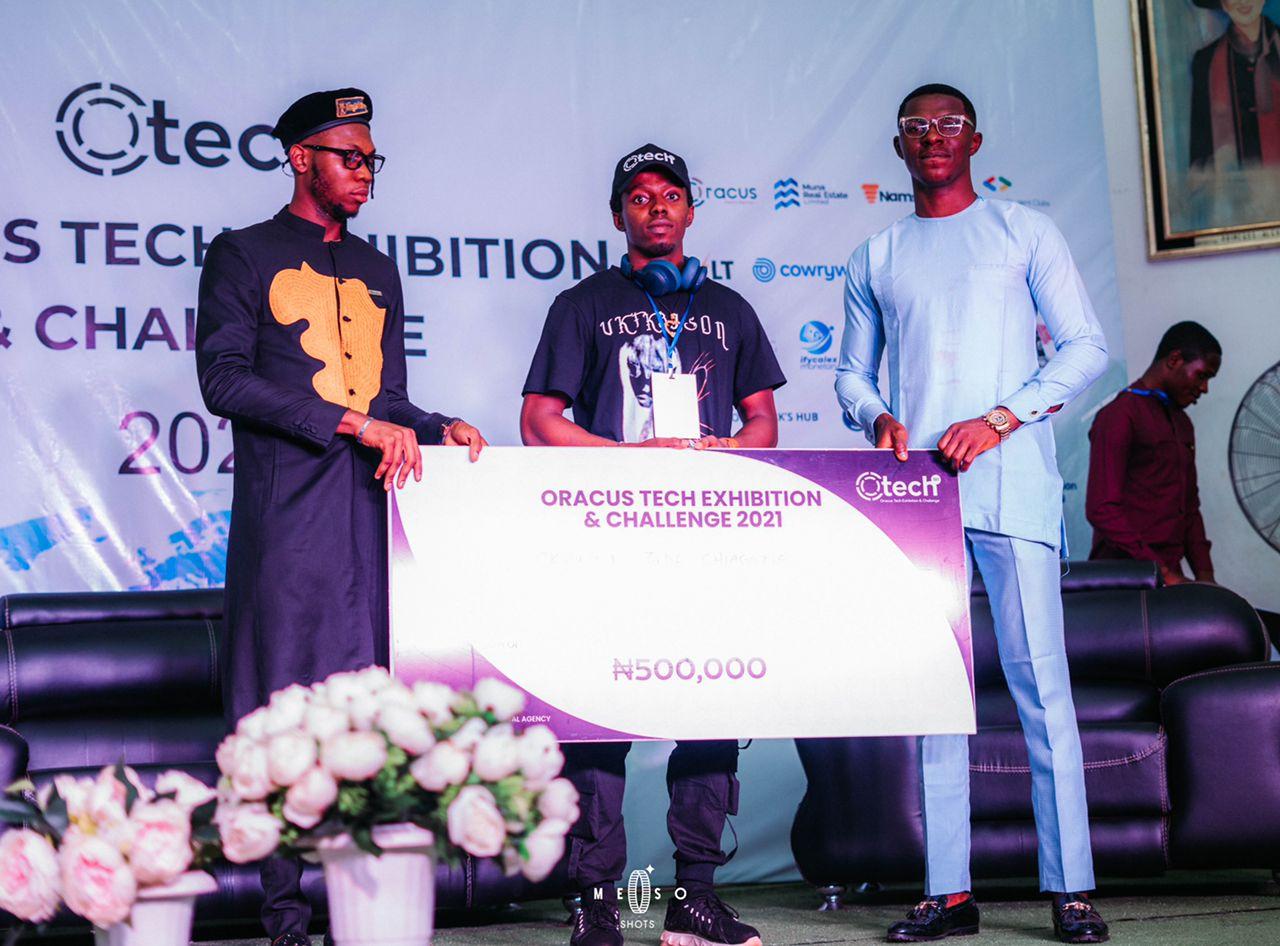 Presentation of prize at maiden Otech challenge in UNN