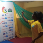 Double Gold medalist 14-year-old Ayomide Ogunnowo on the Darts Court at the Lagos State Open Darts Championships, held at the Sports Bar, Teslim Balogun Stadium, Surulere, Lagos