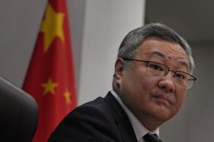 Fu Cong, the director general of the Foreign Ministry’s arms control department, attends a press conference on nuclear arms control in Beijing, China, Tuesday, Jan. 4, 2022. The top Chinese arms control official denied Tuesday that his government is rapidly expanding its nuclear arsenal, though he said it is taking steps to ensure its nuclear deterrent remains viable in a changing security environment. (AP Photo/Ng Han Guan)