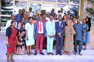 Ekiti Deputy Governor Otunba Bisi Egbeyemi, represented by the Permanent Secretary, Office of the Deputy Governor, Mr. Sola Ogunmiluyi and some of the workers