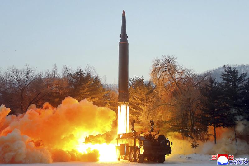 This photo provided by the North Korean government, shows what it says a test launch of a hypersonic missile in North Korea Wednesday, Jan. 5, 2022. Independent journalists were not given access to cover the event depicted in this image distributed by the North Korean government. The content of this image is as provided and cannot be independently verified. Korean language watermark on image as provided by source reads: “KCNA” which is the abbreviation for Korean Central News Agency. (Korean Central News Agency/Korea News Service via AP)