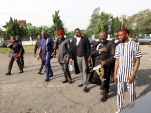 Nnamdi Kanu’s lawyers arriving the court hall