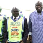 Wife of Pastor Muoka, Muoka and Governor Diri at the crusade