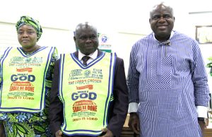 Wife of Pastor Muoka, Muoka and Governor Diri at the crusade