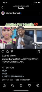 Hanifa: Aisha Buhari backs Islamic cleric’s call for public execution of school proprietor