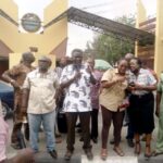 Dr. Adelaja Adekoya (middle) with ASUU Lagos Zone officers during the protest