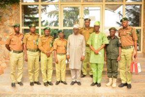 Ekiti State Deputy Governor Bisi Egbeyemi, outgoing Assistant Controller General of Nigeria Correctional Service in Ekiti State Mr. Chiedu Joseph Emelue and other officers