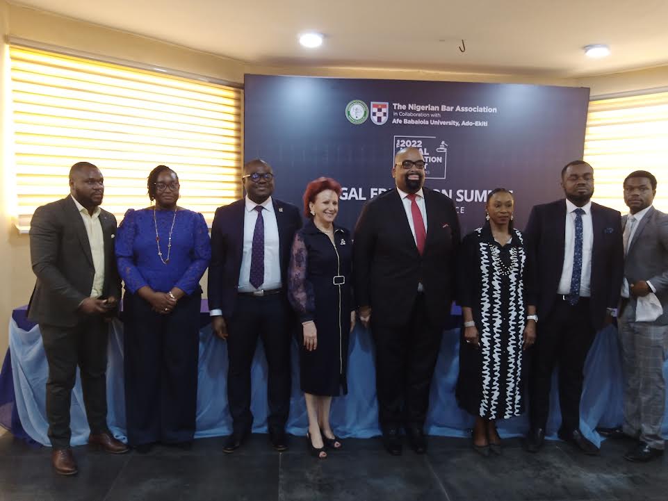 NBA President Olumide Akpata, ABUAD VC Smaranda Olarinde, Chairman, 2022 Planning Summit and ABUAD Deputy Vice Chancellor, Prof Damilola Olawuyi, and others