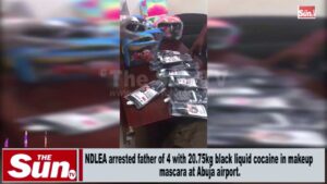 Father of 4 arrested with 20.75kg black liquid cocaine in makeup mascara at Abuja airport (VIDEO)