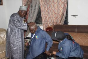 Plateau traditional ruler giving blessing to Deputy Governor Sonni Tyoden
