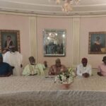 From left, Oyo Governor Seyi Makinde, General Abdulsalami Abubakar, General Ibrahim Babangida, Rivers Governor Nyesom Wike, Abia Governor Okezie Ikpeazu at IBB residence in Minna on Monday