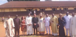 Archbishop Okeke with Prof Pat Utomi, Hon. Edward Ibuzo, Prison Controller and other priests yesterday in Onitsha Correctional (1)