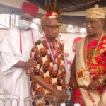 L-R: Obi of Onitsha, Igwe Afred. Nnaemeka Achebe, Chief Okeke a recipient of the community award and Igwe Alex Onyido of Ogidi Kingdom the host during the Ito-Aro ceremony