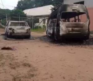 Burnt vehicles at the station (1)