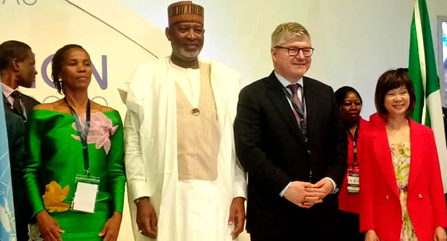Minister of Aviation Hadi Sirika (2nd L)