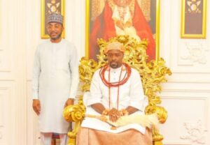 Managing Director of Nigerian Ports Authority (NPA), Mohammed Bello-Koko and the Olu of Warri, Ogiame Atuwatse III, during a courtesy visit to the Olu after a tour of the Warri Port in Delta State on Tuesday