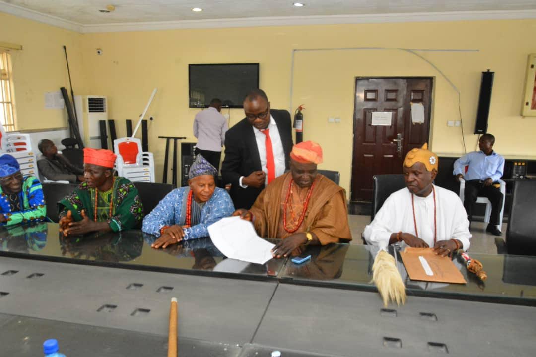 Ekiti State deputy governor Egbeyemi with stakeholders at the peace meeting