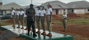NYSC DG Fadah inspecting Corps members at Okada camp in Edo State