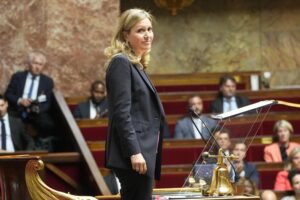 Yael Braun-Pivet reacts after being elected speaker of the National Assembly, Tuesday, June 28, 2022 in Paris. France’s lower house of parliament opened its first session since President Emmanuel Macron’s party lost its majority, and elected a woman as speaker for the first time. (AP Photo/Michel Euler)