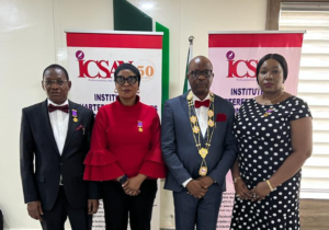 L-R Mr. Babatunde Pelewura, FCIS , Chairman Local Organising Committee Annual Public Lecture 2022, Mrs. Taiwo Ganiyat Olusesi FCIS, Registrar CEO , Mr. Taiwo Gbenga Owokalade FCIS, President and Chairman of Governing Council and Mrs.Lynda Onefeli, FCIS Chairperson Publicity and Advocacy Committee of the Institute of Chartered Secretaries and Administrator of Nigeria (ICSAN) during the pre Public Lecture briefing of the media in Abuja recently.