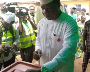Bamidele casting his vote at ward B unit 003 in Iyin-Ekiti
