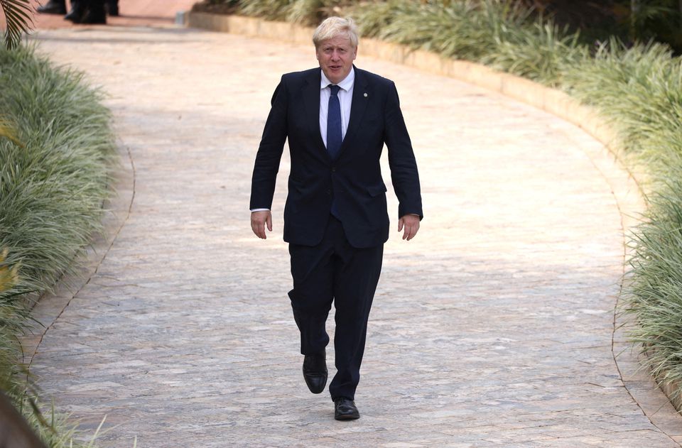 British Prime Minister Boris Johnson arrives for the Leaders’ Retreat, on the sidelines of the Commonwealth Heads of Government Meeting at the Intare Conference centre in Kigali, Rwanda June 25, 2022. Dan Kitwood/Pool via REUTERS
