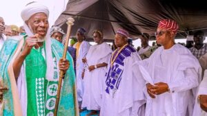 Chief Imam of Osogboland Sheik Musa Animasahun with Governor Adegboyega Oyetola at Osogbo Eid praying group Saturday