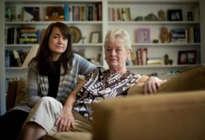 FILE – Keely Walker Muse, left, sits with her mother Eve Walker in the living room of her home in Atlanta, Saturday, Aug. 17, 2013. Mexican drug lord Rafael Caro Quintero was sentenced to 40 years in prison for the 1985 murders of her father, journalist John Clay Walker, his friend Alberto Radelat, and DEA agent Enrique “Kiki” Camarena, among other crimes. Caro Quintero has been recaptured by Mexican authorities on Friday, July 15, 2022, (AP Photo/David Goldman, File)