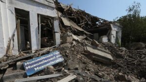 Weeks of Russian shelling have caused much damage in Mykolaiv, as this picture from Thursday shows