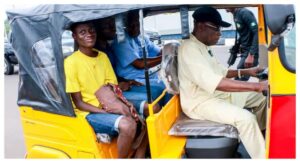 Ex-President Olusegun Obasanjo donated tricycles to youths in celebration of his 85th birthday. (Photo: Daniel Sync Olusanya; Source: Facebook)