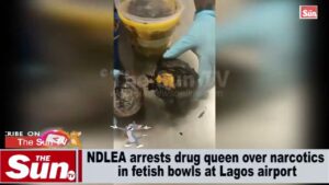 Watch how NDLEA arrested drug queen with narcotics in fetish bowls at Lagos airport (VIDEO)