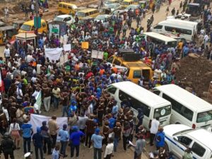 Cross section of NLC and affilate unions protesting at Ikeja