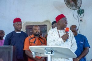 Hon Poly Eze during the town hall meeting.