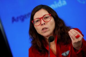 Argentina’s new Economy Minister Silvina Batakis speaks during a news conference at the Economy Ministry, in Buenos Aires, Argentina, July 11, 2022. REUTERS/Agustin Marcarian