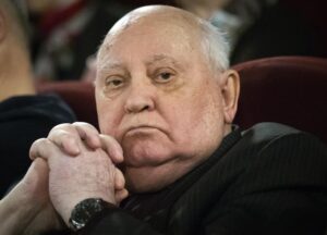 FILE – Former Soviet leader Mikhail Gorbachev attends the Moscow premier of a film made by Werner Herzog and British filmmaker Andre Singer based on their conversations, in Moscow, Russia on Thursday, Nov. 8, 2018. (AP Photo/Alexander Zemlianichenko, File)