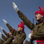 FILE- Newly graduated soldiers of the Jammu and Kashmir Light Infantry take oath during their commencement parade at a military base on the outskirts of Srinagar, Indian controlled Kashmir, March 9, 2019. For decades, India has tried to thwart Pakistan in a protracted dispute over Kashmir. But in the last two years, policy makers in New Delhi have been increasingly turning their focus to Beijing, in a significant shift in India’s foreign policy as the nation celebrates 75 years of independence. (AP Photo/Dar Yasin, File)