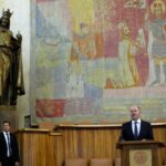 German Chancellor Olaf Scholz delivers a speech at the Charles University in Prague, Czech Republic, Monday, Aug. 29, 2022. (AP Photo/Petr David Josek)