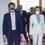 FILE – In this photo released by the Taiwan Legislative Yuan, U.S. House Speaker Nancy Pelosi, right, and Legislative Yuan Deputy Speaker Tsai Chi-chang arrive for a meeting in Taipei, Taiwan, Wednesday, Aug. 3, 2022. China announced Tuesday, Aug. 16, 2022, is imposing visa bans and other sanctions on a number of Taiwanese political figures including Tsai over their promotion of the self-governing island democracy’s independence from Beijing. (Taiwan Presidential Office via AP, File)